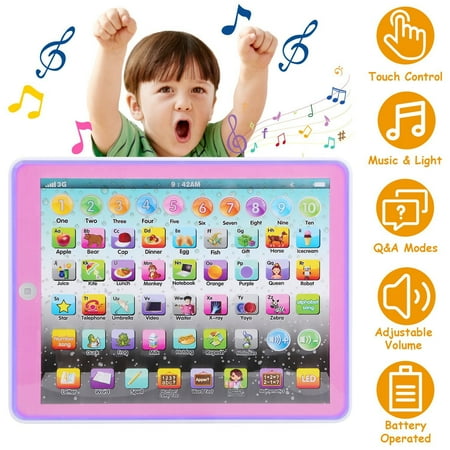 Moclever Toddler Learning Toys Kid Tablet Educational Study Tablet Pad Gift for Aged 2-7 Kids, Pink