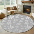 thumbnail image 3 of Grey and Round Area&nbsp;Rug 5ft White Snowflake Winter Christmas Non-Slip&nbsp;Washable Circle Rugs Soft Felt Indoor Floor Mat for Bedroom Kitchen Living Room Bathroom, 3 of 9