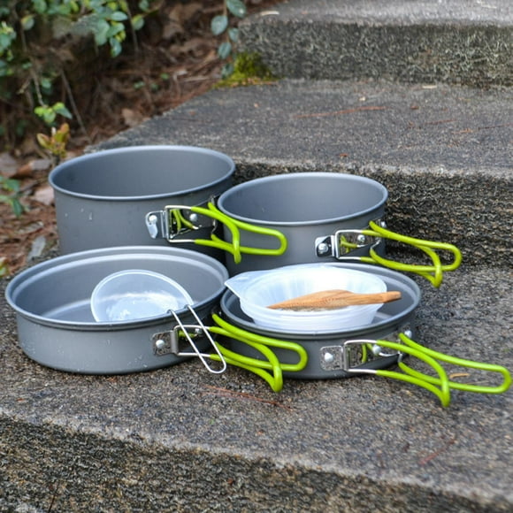 11 Portable Camping Cookware Picnic Folding Aluminium Cooking Bowl Spoon Campfire Utensils Backpacking Gear