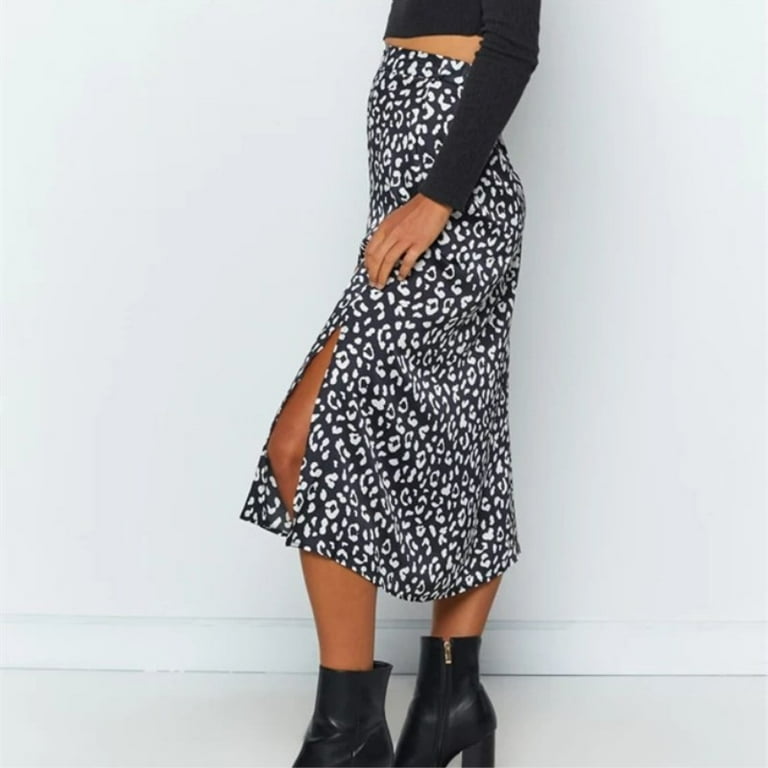 Three dots shop leopard midi skirt