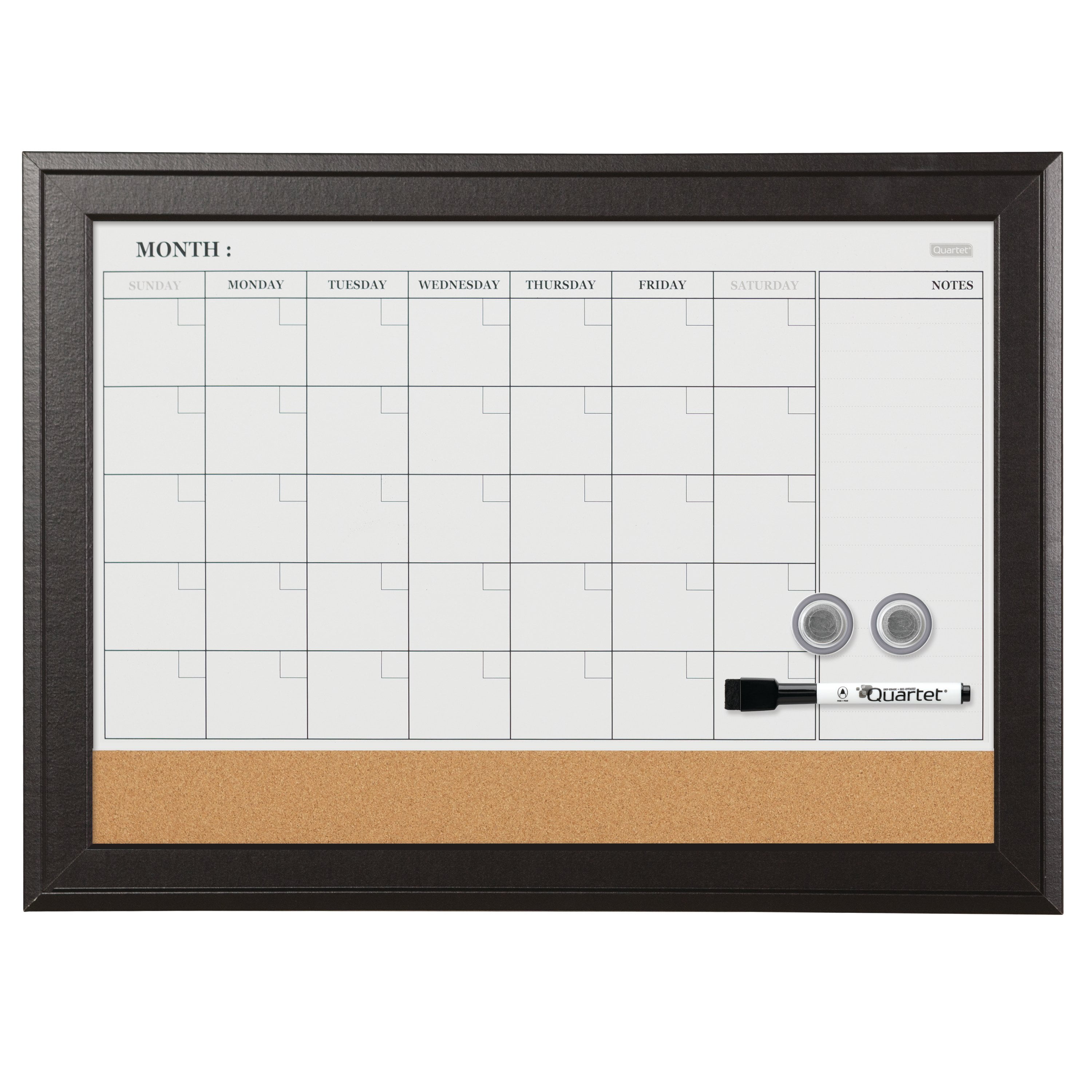 Quartet Calendar Board, 17" x 23", Espresso Frame (79275