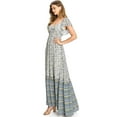 thumbnail image 4 of Flying Tomato Women's Bohemian Floral V- Neckline Maxi Dress (S, Ivory), 4 of 5
