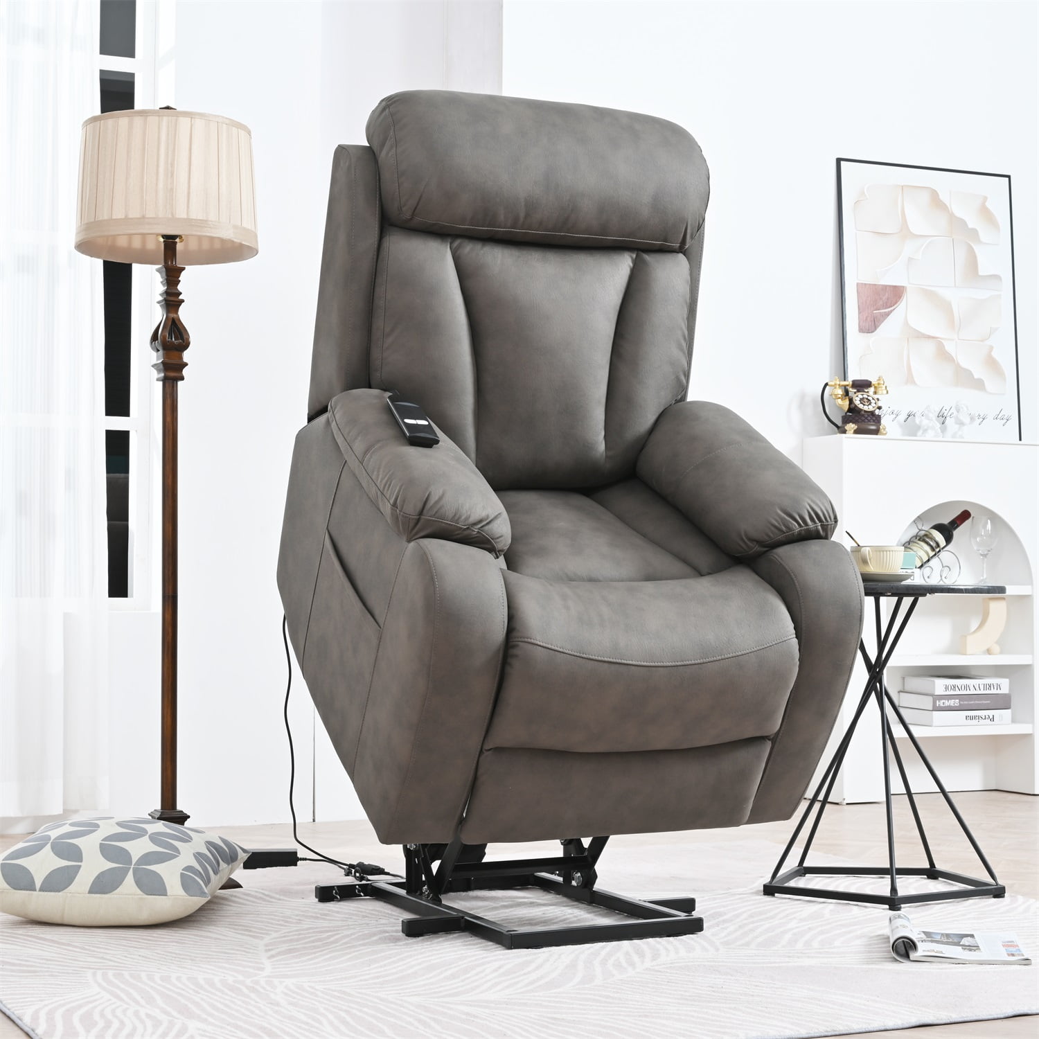 Resenkos Massage Recliner Chair, Fabric Recliner Sofa Home Theater Seating with Lumbar Support, Power Lift Recliner Chair for Living Room, Brown-1 Resenkos Massage Recliner Chair, Fabric Recliner Sofa Home Theater Seating with Lumbar Support, Power Lift Recliner Chair for Living Room, Brown-1
