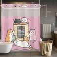 thumbnail image 5 of No Hook Shower Curtains with Detachable Snap-in Liner Set, Pink Cute Cat Waterproof Hotel Style Bathroom Shower Curtain, Cartoon Funny Heater Cats Breathable Mesh Top Window Bath Curtains 66''x72'', 5 of 9