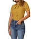 thumbnail image 4 of INSPIRAR CHIC Blusa de Chifón con Estampado Retro de Manga Corta y Cuello Peter Pan con Lazo S Amarillo, 4 of 6