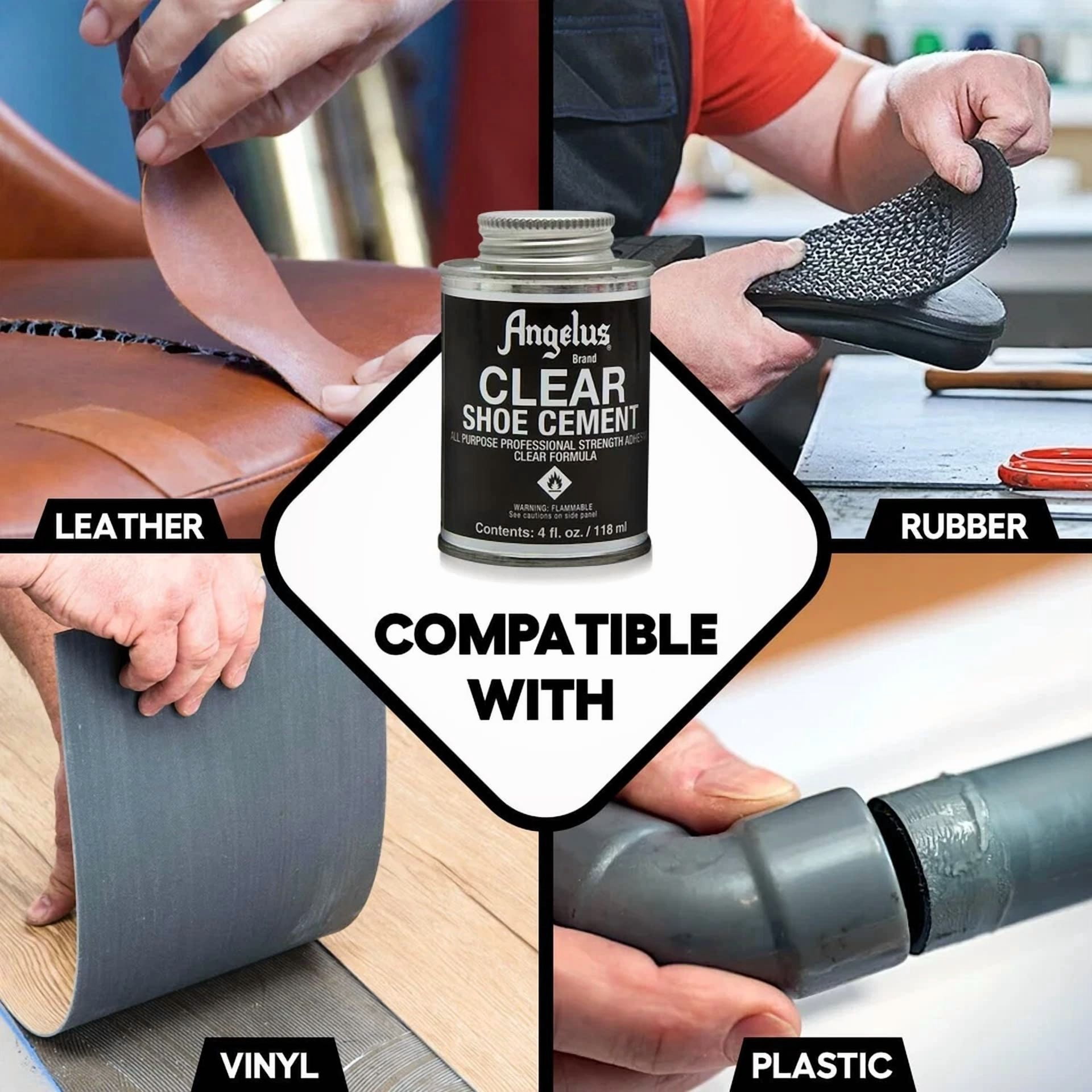 CRESTIN- Clear Shoe Cement Adhesive For Leather Rubber Plastic Vinyl 4Oz All Purpose Glue