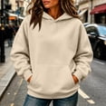 thumbnail image 6 of Garbnen Fleece Womens Hoodies Long Sleeve Womens Sweatshirt Cozy Fall Winter Warm Oversized Trendy Women Pullover with Pocket Beige S, 6 of 6