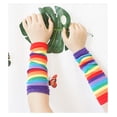 thumbnail image 3 of Rainbow Chauffe-Bras et Jambes à Rayures Tricot Sans Doigts Gants Bas Costume, 3 of 4