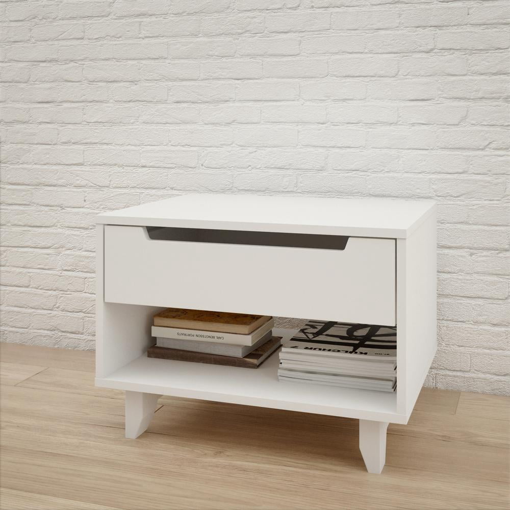 Nexera Modern 1 Drawer Bedroom Nightstand, White Finish