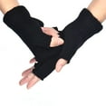 thumbnail image 3 of Rovga Gloves & Mittens Stretch Fingerless Elastic Knitted Warm Gloves Men Finger Black Half Gloves, 3 of 5