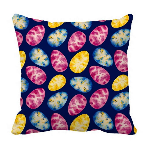 PHFZK Happy Easter Pillow Case, Watercolor Easter Egg Blue Pillowcase Throw Pillow Cushion Cover Two Sides Size 20x30 inches