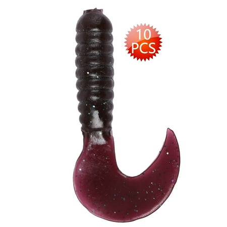 4cm Soft Silicone Fishing Baits 10PCS Grub Worm Lures Kit Premium Fish Tackle Accessory for Anglers Black Sarapandan