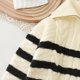 thumbnail image 4 of Cowsor Toddler Neck Ribbed Knit Sweater Baby Boys Girls Fall Winter Cozy Soft Warm Pullover Chunky Striped Sweatshirt, 4 of 7
