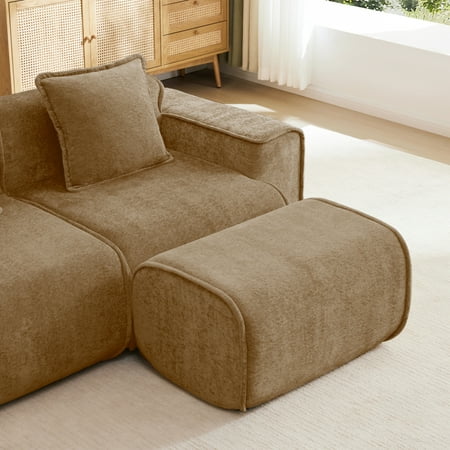 Harrison Brown Velvet Ottoman Modular Cloud-Like Comfort No Assembly Needed