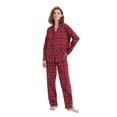thumbnail image 3 of Amaxer Womens Cotton Cozy Flannel Pajama Set - Long Sleeve Button-Up Top with Elastic Waist Pants, Warm & Soft Sleepwear, 3 of 6
