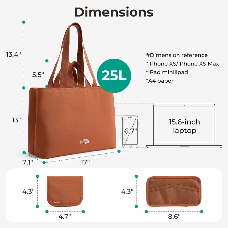 BAGSMART Halo Tote Bag for 15.6" Laptop, Lightweight 25L Tote Bag Casual Handbags for Travel, Work, Beach, Gym, Shop, Pink