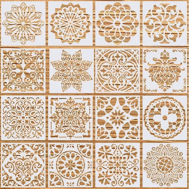 Paquete de plantillas de mandala, plantillas de pintura reutilizables, plantillas de mandala, plantillas de puntos, plantillas de azulejos, herramientas de plantillas para el libro de recortes de arte Feliz Sencillez