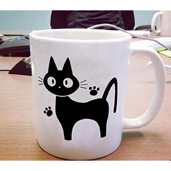 Jiji The Cat Mug -Studio Ghibli Cat Lover Mug, 11 Oz White Ceramic
