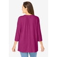 thumbnail image 2 of Woman Within Plus Size Lace-Up Three-Quarter Sleeve Tee, 2 of 6