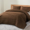 thumbnail image 6 of Exclusivo Mezcla Bed Quilt Set King Size for All Seasons, Stitched Pattern Quilted Bedspread/ Bedding Set/ Coverlet with 2 Pillow shams, Lightweight and Soft, Brown, 6 of 7