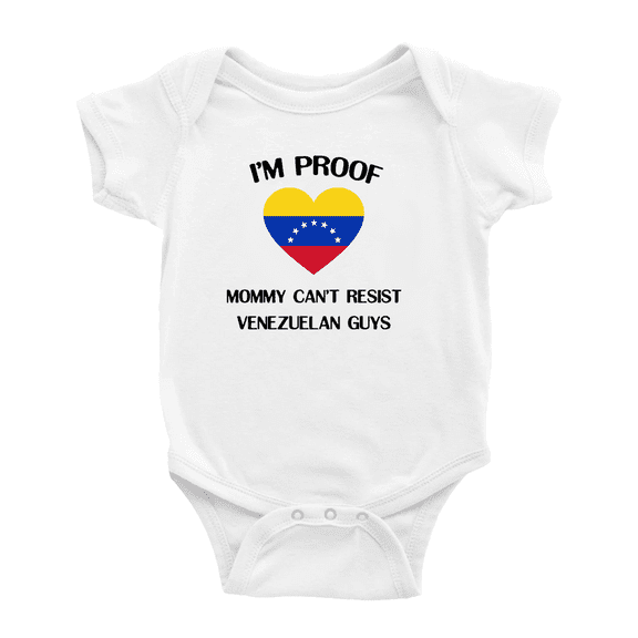 I'm Proof Mommy Can't Resist Venezuelan Guys Cute Baby Bodysuit Newborn Clothes Outfits (White, 18-24 Months)