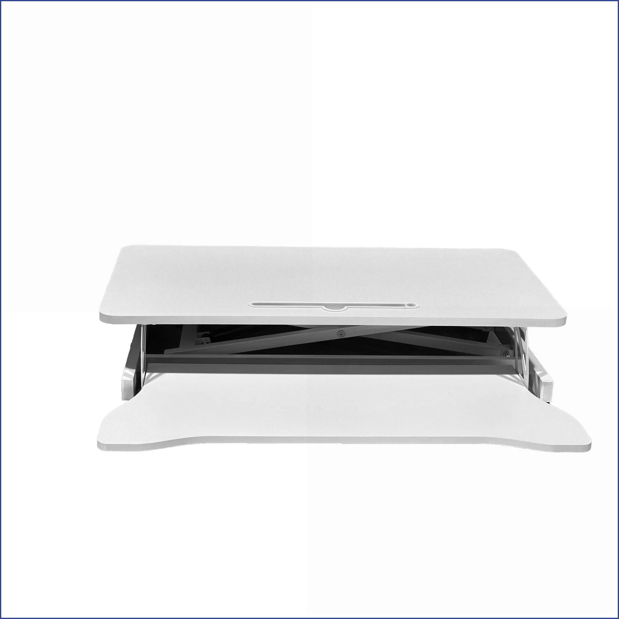 Desk Converter, Height Adjustable Sit to Stand Riser with Wide Keyboard Tray for Dual Monitors | White | MDF+Metal