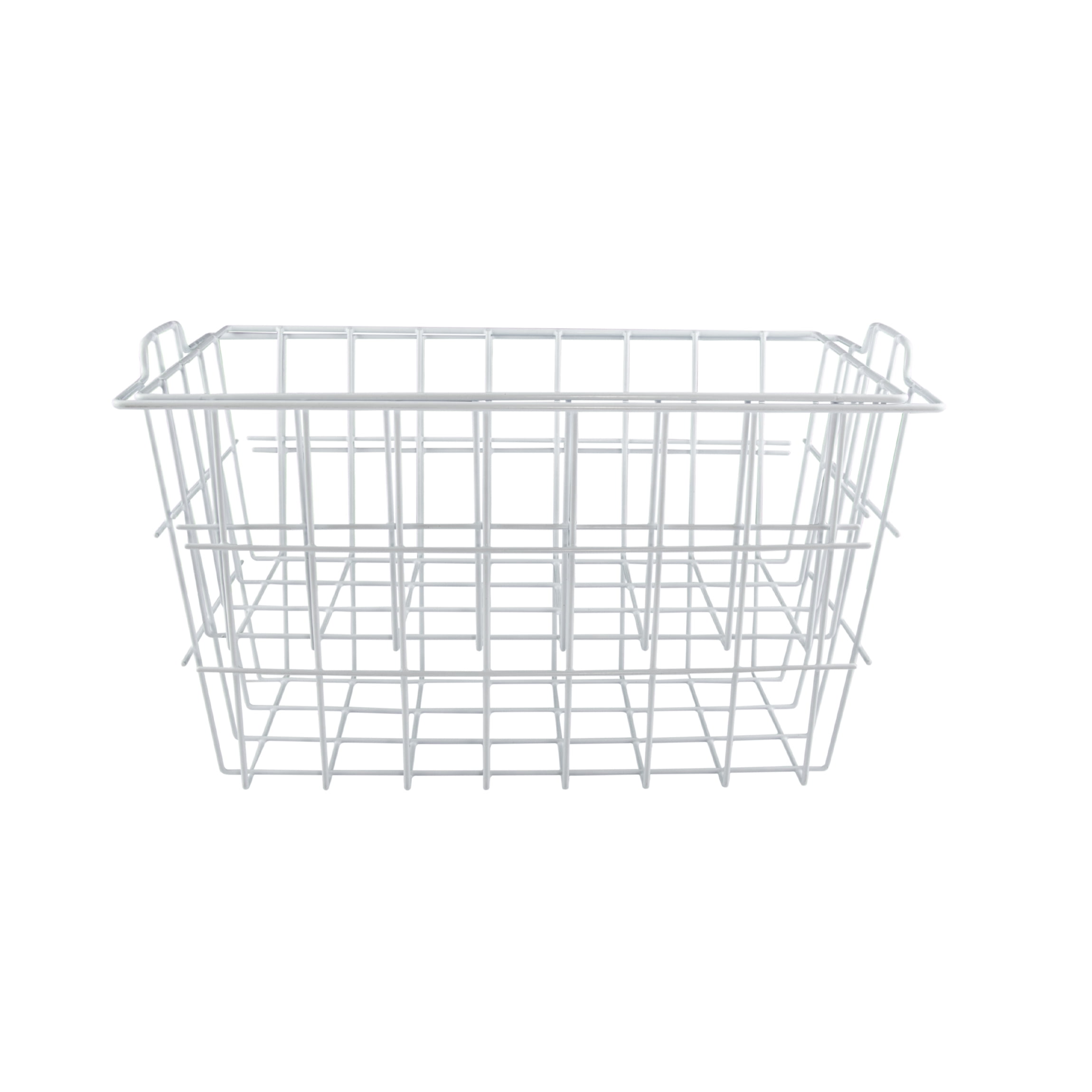 White Wire Steel Basket 2 PC Home Storage Set