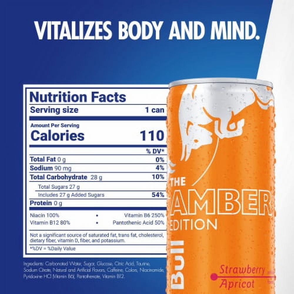 Pack of 2 - Red Bull Amber Edition Strawberry Apricot Energy Drink 8.4 fl oz