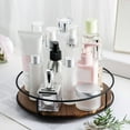 thumbnail image 5 of 3/2/1pcs Acacia Wood Lazy Susan Turntable Organizer Round Wooden Kitchen Countertop Rotating Spice Rack With Steel Sides 9/7/6 Inch Storage For Dining Table Cabinet Cupboard Pantry Refrigerator, 5 of 5