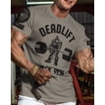 thumbnail image 2 of Gymish Deadlift Heck Yes Workout Shirt for Men – Funny Deadlift Gym T-Shirt, Motivational Lifting Tee, Warm Grey with Sleeve Logo, Large, 2 of 6