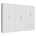 thumbnail image 3 of MADESA 6 Doors 2 Drawers Wardrobe Set Armoire Closet Bedroom Storage Cabinet with Shelves and Hanging Space 94"L Wooden Clothing Organizer Unit - White, 3 of 12