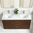 thumbnail image 4 of Vinnova San 60" Double Sink Wood Bath Vanity with Grain Stone in Natural Walnut, 4 of 16