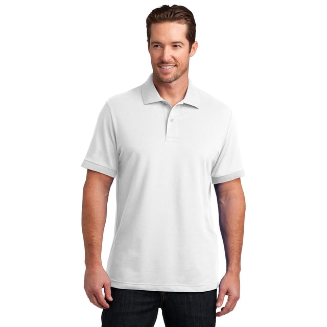 Polo de piqué elástico para hombre Distrito DM325 Blanco XL