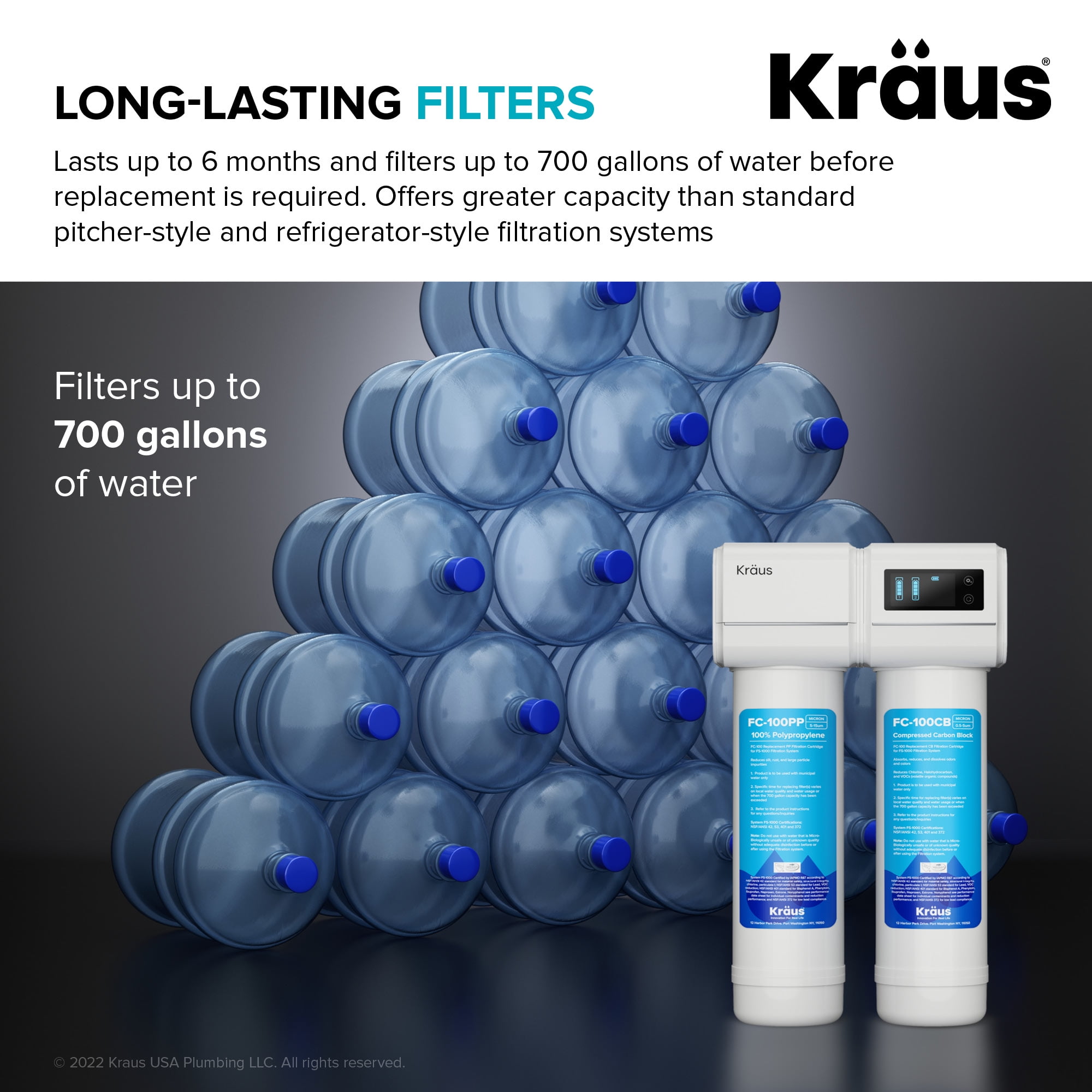 KRAUS Bolden 2-in-1 Commercial Style Pull-Down Single Handle Water Filter Kitchen Faucet in Matte Black with Purita 2-Stage Under-Sink Filtration System