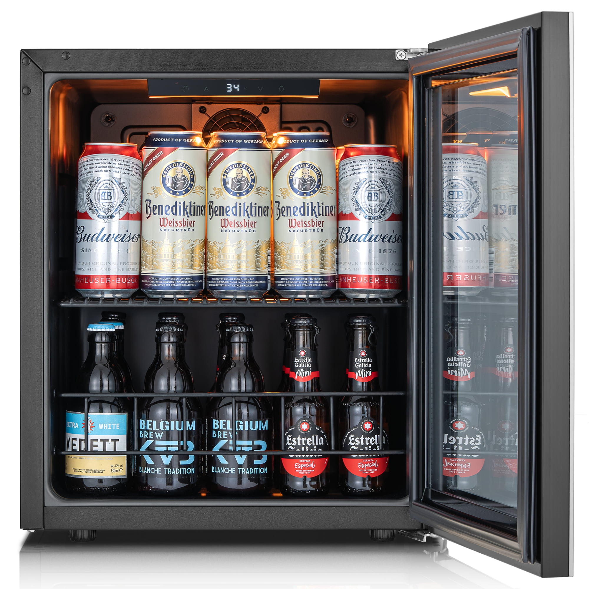 Ca'Lefort Beverage Refrigerator Cooler, 65 Can Freestanding Beverage Fridge，Mini fridge with Glass Door