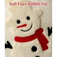 thumbnail image 4 of Christmas Pillow Covers 18x18 Set of 2 Decorative Soft Plush Faux Rabbit Fur Christmas Snowman Pillow Covers Beige 3D Embroidered Couch Cover Sofa Bedroom Living Room Holiday Winter Home Decor, 4 of 15