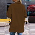thumbnail image 6 of IROINNID Women's Comfy Mid-Length Jacket Turndown Lapel Solid Color Blouson Jacket Long Sleeve Outwear, Coffee, 6 of 9