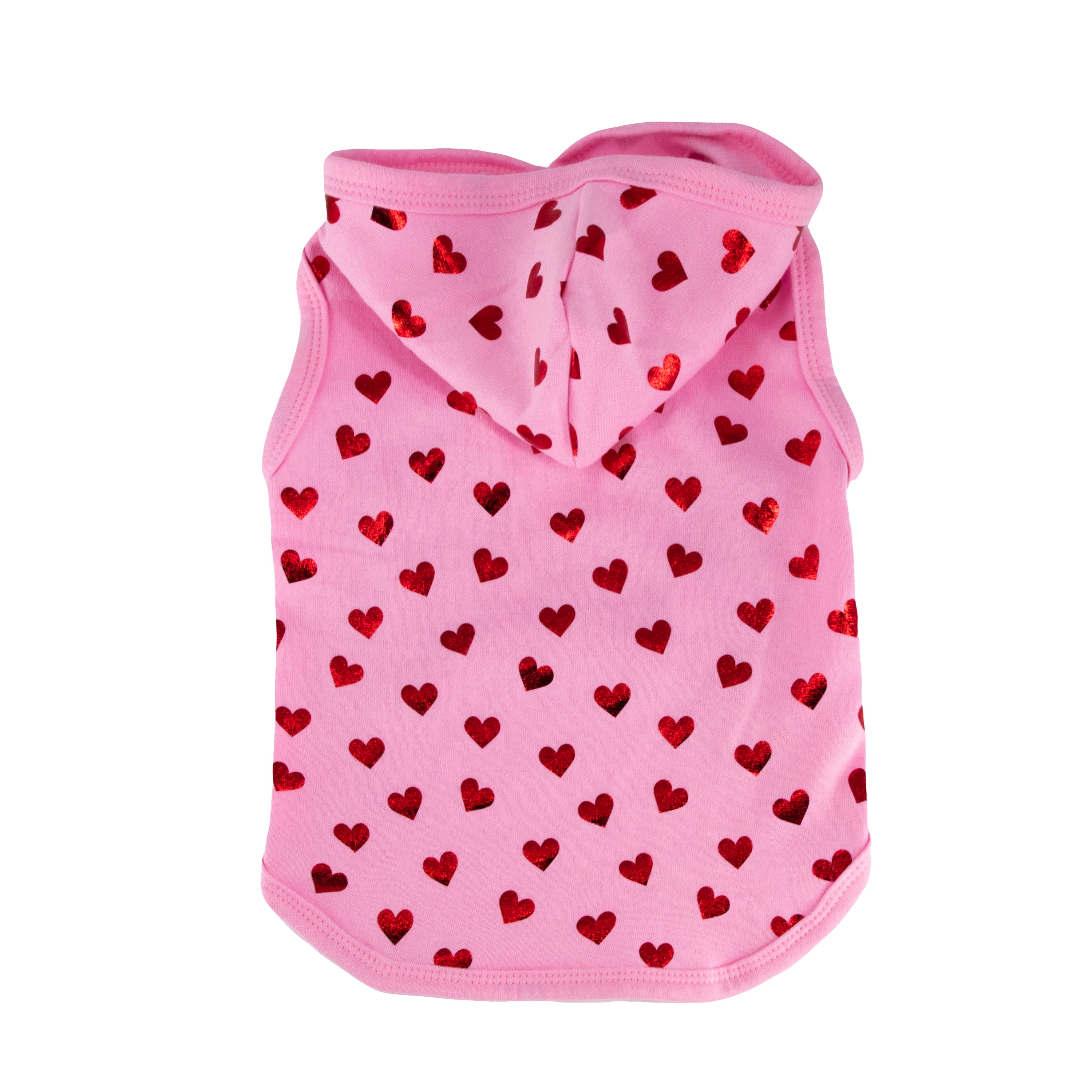 Vibrant Life, Dog and Cat Clothes, Red Hearts Valentine Pet Hoodie, Pink, XS