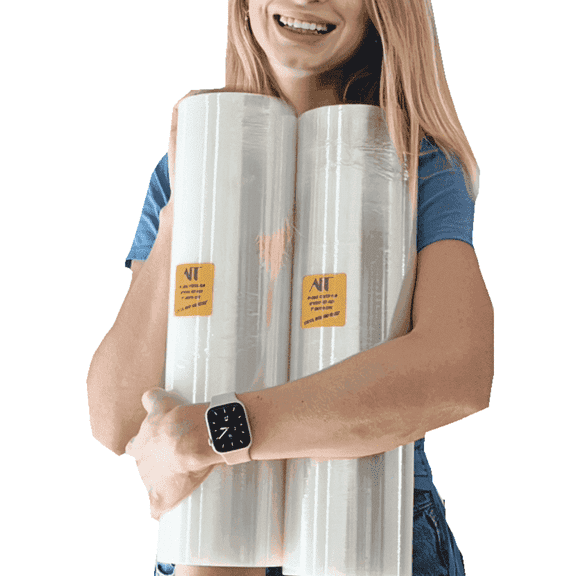 AIT 2 Pack Stretch Wrap Film Rolls for Pallet Wrapping, 80 Gauge 18" x 1500 ft, Extra Thick Plastic Wrap for Moving, Shipping, Warehouse Storage & Logistics