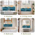 thumbnail image 6 of Teal Waves Tier Curtains, Watercolor Sun Turquoise Ombre Light Filtering Kitchen Curtains, 2Pcs Rod Pocket Half Window Treatments Panels for Sink Cafe Cabinet Camper 27.5x36 Inches, 6 of 9