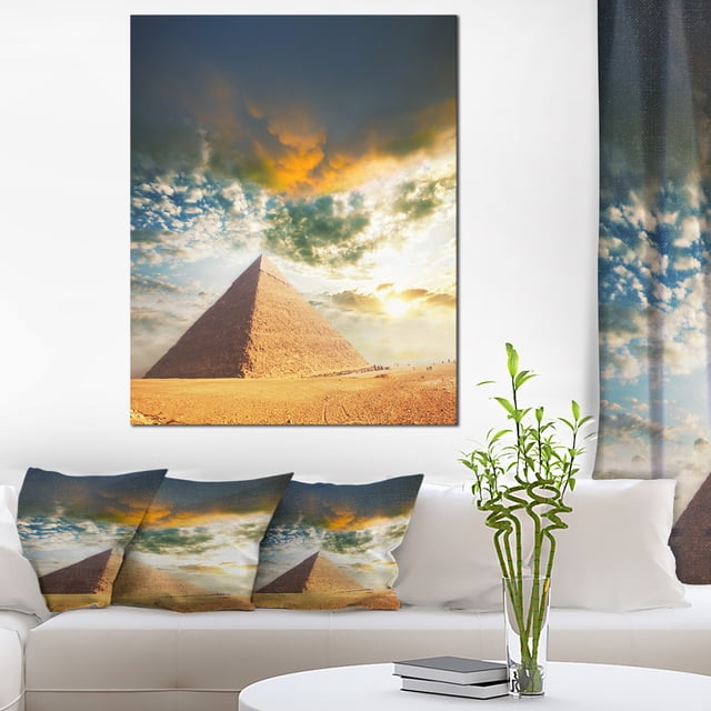 Egyptian Pyramid under Cloudy Skies - Modern Landscape Canvas Art
