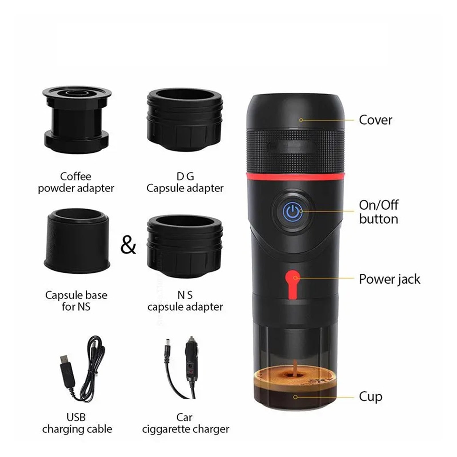 3-in-1 Portable Coffee Machine For Car & Home For Espresso Coffee Maker Travel Coffee Maker ,Portable