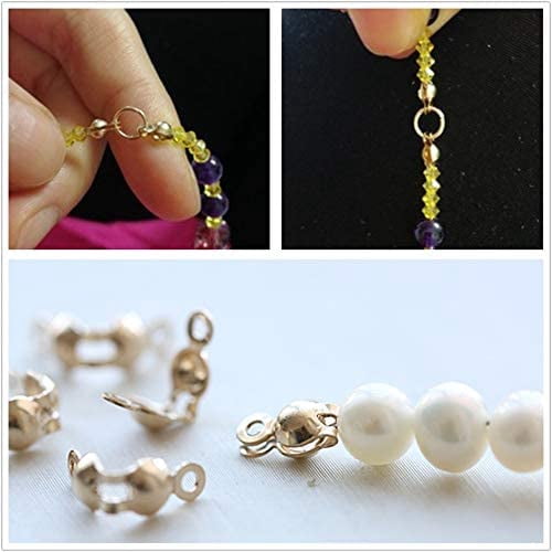JK Findings Yellow Gold Filled Bead Tips Knot Covers Real 14K Gold Filled 5.5x3.5mm Hole: 1mm 10pcs/set