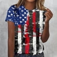 thumbnail image 1 of Fiudx Ofertas Relámpago Top/Camisa de Cuello Redondo de Manga Corta con Cuello Redondo Estampado para Mujer, 1 of 5