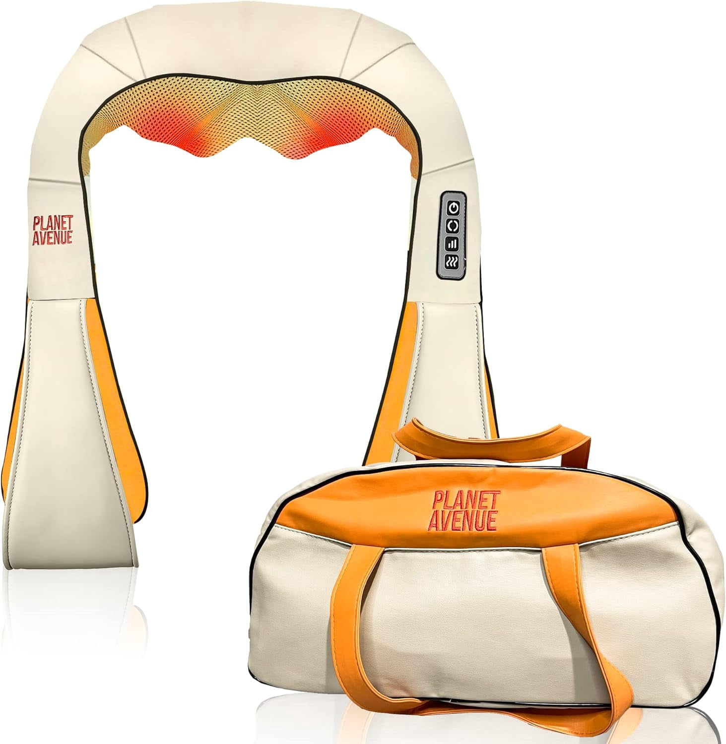Neck and Back Massager with Soothing Heat, Electric Deep Tissue Kneading Massage Pillow for Neck, Back, Shoulder, Leg, Body Muscle Pain Relief, at Home, Office, or Car Use - Orange