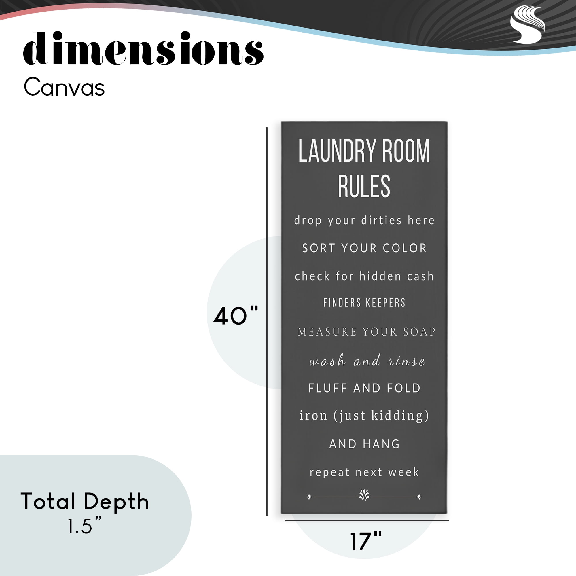 Grey Rules of Laundry Room Canvas Wall Art, design by Julia Frost