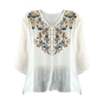 thumbnail image 5 of TRUBKH Linen Tunic Boho Tops for Women 2026 Roll Up Short Sleeve Cotton Linen Embroidered Tops Summer Collared Tops Short Sleeve Gauze Tops Red 3XL, 5 of 7