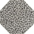 thumbnail image 1 of Unique Loom Outdoor Safari Collection Transitional Indoor & Outdoor Wildlife Inspired Animal Print with Leopard Design Area Rug (7' 10 x 7' 10 Octagon, Black/ Light Gray), 1 of 1