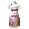 thumbnail image 3 of Fitness Saying Apron, You are Only Workout Away from a Mood on Effect Scene Woodland Scene, Unisex Kitchen Bib with Adjustable Neck for Cooking Gardening, Adult Size, Maroon Dark Pink, by Ambesonne, 3 of 4
