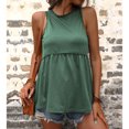 thumbnail image 4 of Camiseta sin mangas con cuello redondo, camiseta sin mangas con costuras de encaje de color liso para mujer, citas de verano, 4 of 8